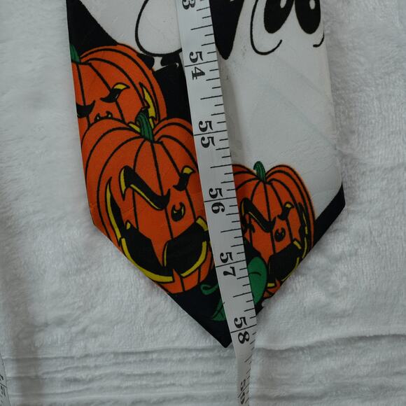 Vtg Looney Tunes Mania Neck Tie 4"x58" Halloween Taz Ghost Jack O Lantern 1996 - Picture 5 of 7